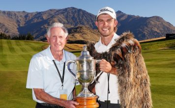 $1.45 Million on Offer for 2020 New Zealand Open Four-time New Zealand Open winner Sir Bob Charles with the 2019 champion, Zack Murray. (Credit: Photosport)