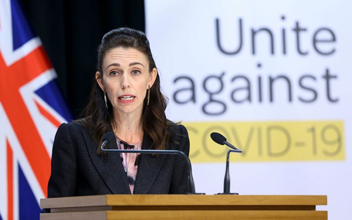 Prime Minister Jacinda Ardern speaks to media during a press conference at The Beehive in Wellington, New Zealand. (Photo by Hagen Hopkins/Getty Images)