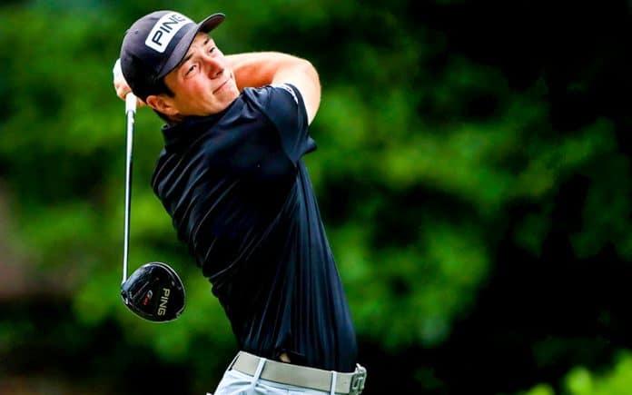 Viktor Hovland of Norway plays his shot from the 12th tee during the first round of the RBC Heritage on June 18, 2020 at Harbour Town Golf Links in Hilton Head Island, South Carolina. (Photo by Sam Greenwood/Getty Images)