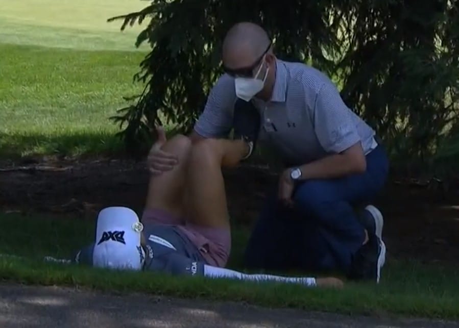 Lydia Ko receiving treatment for back pain yesterday