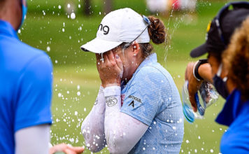 McDonald Wins Maiden Tour Title as Ko Makes Another Top Ten Ally McDonald is doused with champagne on the 18th green immediately after winning the 2020 LPGA Drive On Championship