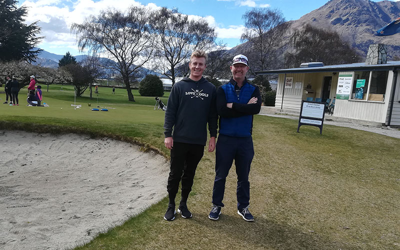 Manager of Frankton Golf Centre, Jamie McIsaac from Inspire Golf(right) with James Anstiss.