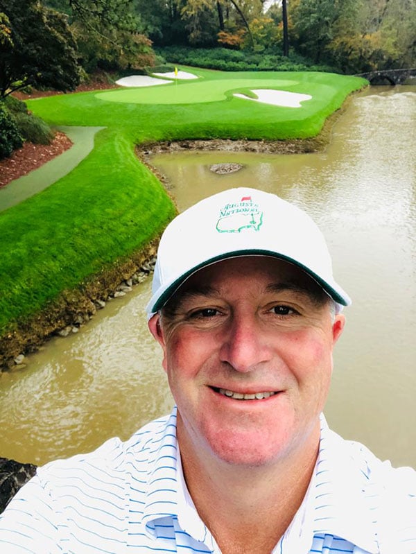 Sir John Key with his all time favourite hole. The Golden Bell, 12th at Augusta National (Supplied)