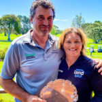 Kylie & Nathan Jacoby Win Third Mixed Foursomes Title Nathan and Kylie Jacoby with the NZ MIxed Foursomes Salver (NZ Golf)
