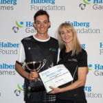 Halberg Games Calls on Physically Disabled and Visually Impaired Young People to Enter Sir Murray Halberg Cup for Most Outstanding Athlete winner Guy Harrison (Hawke’s Bay) with Halberg Foundation CE Shelley McMeeken at the 2019 Halberg Games Closing Ceremony