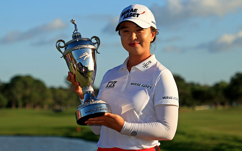 Sei Young Kim poses with the trophy after winning the Pelican Women's Championship at Pelican Golf Club in Belleair, Florida. (Photo courtesy LPGA Tour