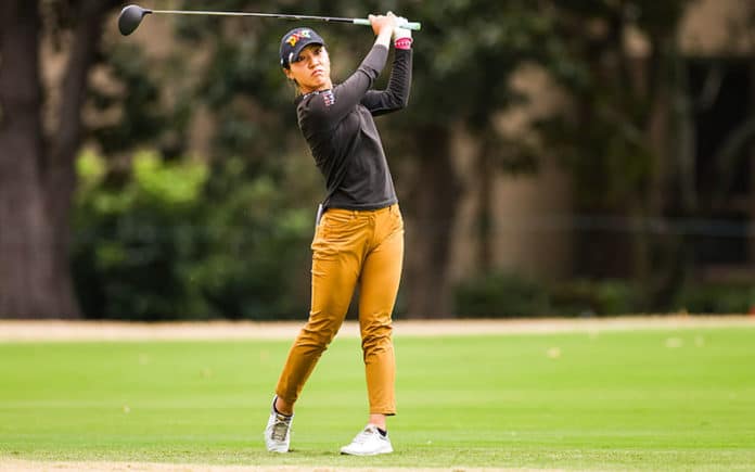 Lydia Ko plays a shot on the ninth hole during the second round at the 2020 U.S. Women's Open at Champions Golf Club (Cypress Creek Course) in Houston, Texas. (Simon Bruty/USGA)