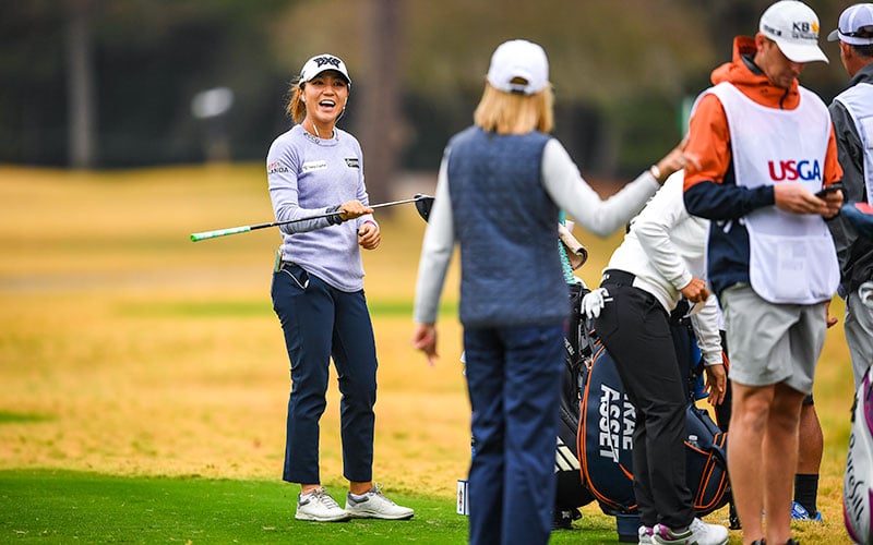 Lydia Ko waits on the first tee during the third round at the 2020 U.S. Women's Open at Champions Golf Club (Cypress Creek Course) in Houston, Texas. (Robert Beck/USGA)