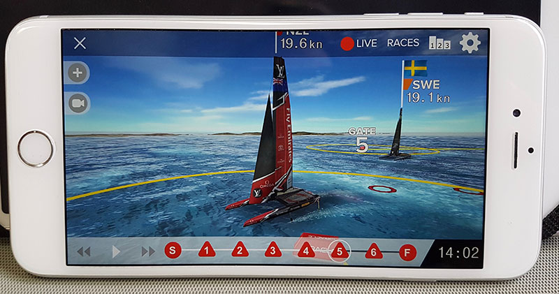 ARL's graphics in the America's Cup app (Supplied)