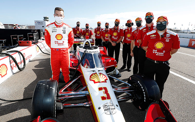 Scott McLaughlin and his IndyCar team (Supplied: Team Penske)