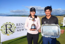 Vivian Lu and Kazuma Kobori Win New Zealand Amateur Stroke Play Titles Vivian Lu and Kazuma Kobori with their trophies. (Golf NZ)