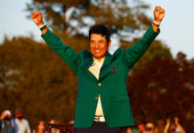 Hideki Matsuyama Delivers the Ultimate Prize for Japan Hideki Matsuyama celebrates with the green jacket after winning The Masters