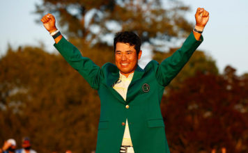 Hideki Matsuyama Delivers the Ultimate Prize for Japan Hideki Matsuyama celebrates with the green jacket after winning The Masters
