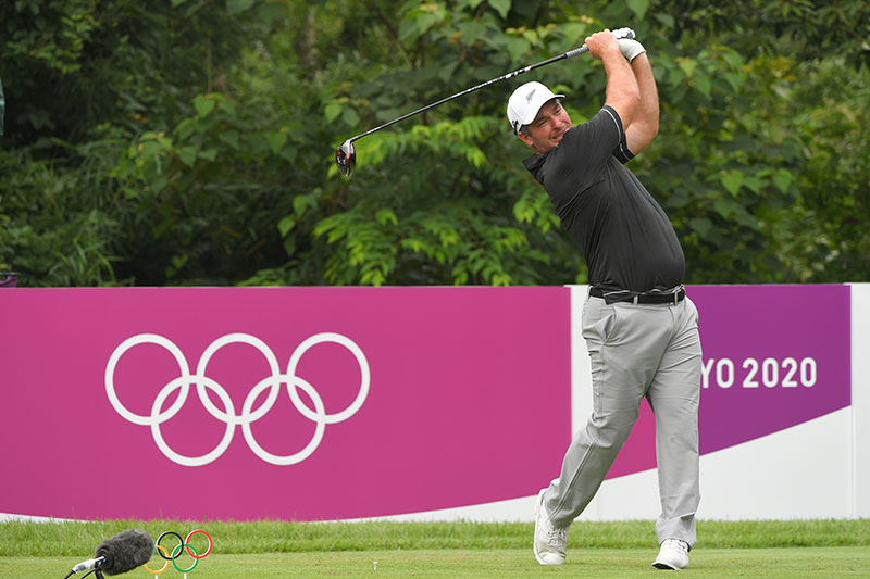 Ryan Fox of New Zealand tees off on the second hole during the first round of the Men’s Individual Stroke Play event on Day 9 of the Tokyo 2020 Olympics at the Kasumigaseki Country Club on July 29, 2021 in Saitama, Japan. (Photo by Ben Jared/PGA TOUR/IGF)