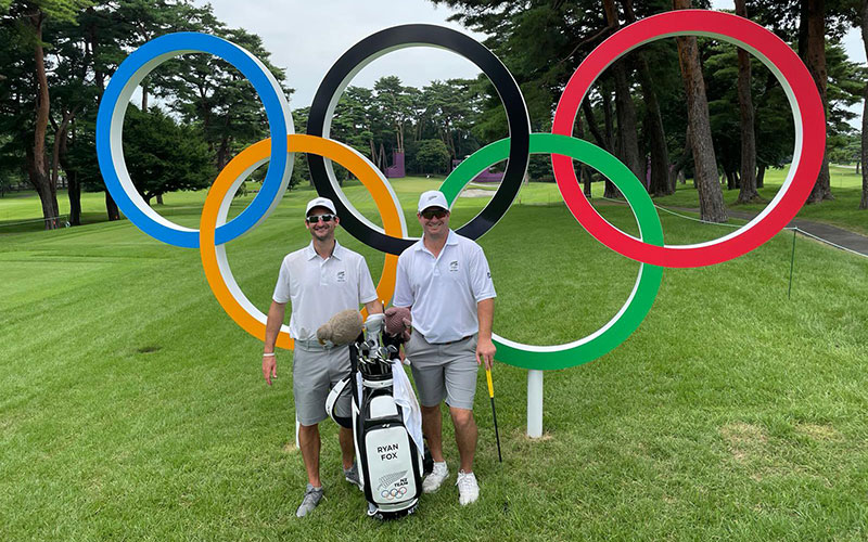 Ryan Fox and his caddy at the Kasumigaseki Country Club (Facebook)