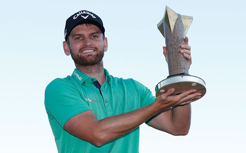 Daniel Gavins of England poses with the trophy following his victory during the final round of the ISPS HANDA World Invitational at Galgorm Spa & Golf Resort on August 1, 2021 in Ballymena, United Kingdom. (Photo by Oisin Keniry/Getty Images) Supplied by European Tour