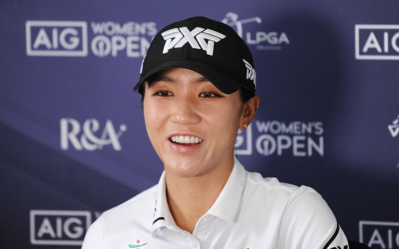 Lydia Ko of New Zealand talks during a press conference prior to the AIG Women's Open at Carnoustie Golf Links on August 17, 2021 in Carnoustie, Scotland. (Photo by R&A - Handout/R&A via Getty Images)