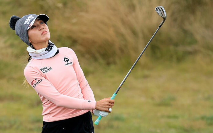 Lydia Ko plays her second shot on the 11th hole during the Trust Golf Scottish Women's Open at Dumbarnie Links in Leven, Scotland. (Photo by David Cannon/Getty Images)