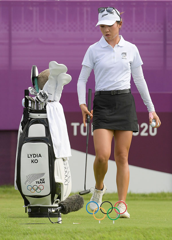 Lydia Ko of New Zealand approaches the first tee during the first round of the Women’s Individual Stroke Play event on Day 15 of the Tokyo 2020 Olympics at the Kasumigaseki Country Club on August 4, 2021 in Saitama, Japan. (Photo by Stan Badz/PGA TOUR/IGF)