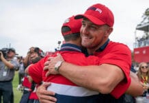 United States Crowned Ryder Cup Champions At Whistling Straits Rolex testimonee Bryson Dechambeau celebrating the united states Ryder Cup 2020 victory (Rolex)