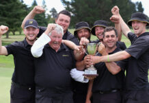 Taranaki Win Maiden Men’s Interprovincial Title Taranaki players celebrate their win during the 5th day of the New Zealand Men's Interprovincial Tournament at Ashburton Golf Club, Ashburton on Saturday 04 December 2021. Photo: Martin Hunter/www.bwmedia.co.nz Supplied by Golf NZ