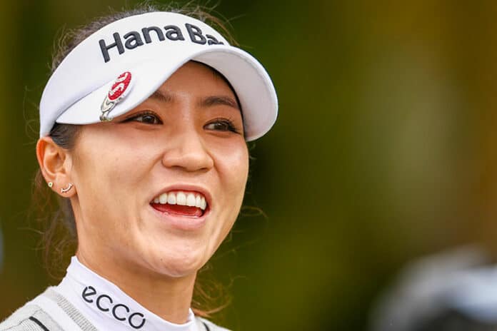 Lydia Ko looks on from the 17th tee during the second round of the 2022 Gainbridge LPGA at Boca Rio Golf Club on January 28, 2022 in Boca Raton, Florida. (Photo by Douglas P. DeFelice/Getty Images)