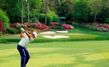 Masters Could Be A Classic Rolex Testimonee Hideki Matsuyama Plays A Stroke From The No. 12 Tee During The Final Round At The 85th Masters